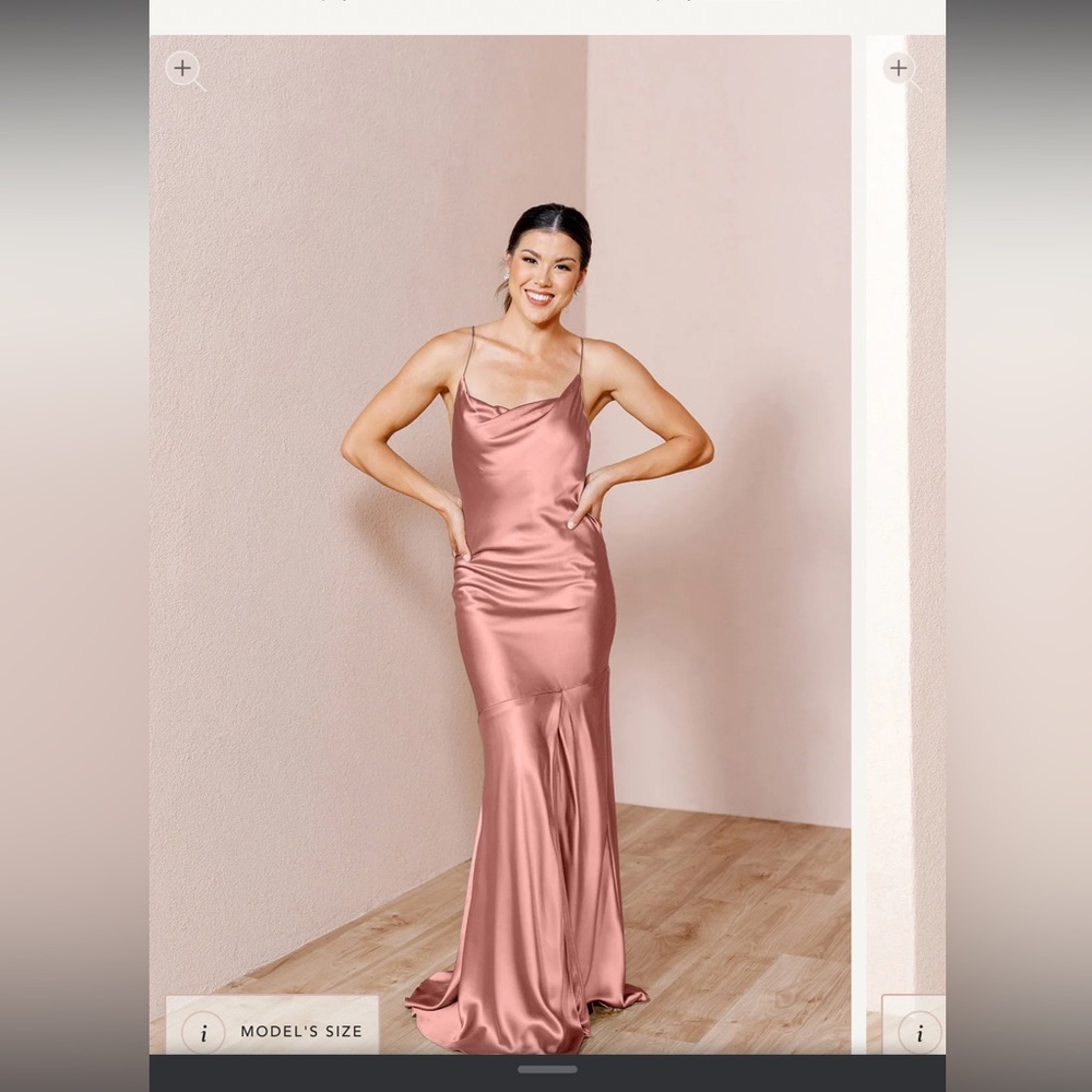 Revelry Kimora Satin Dress- Desert Rose Size 2